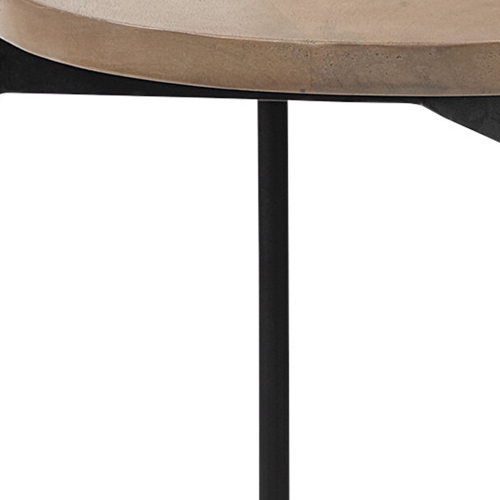 24" Brown And White Glass Round End Table-End-Side Tables-DECOROLALA