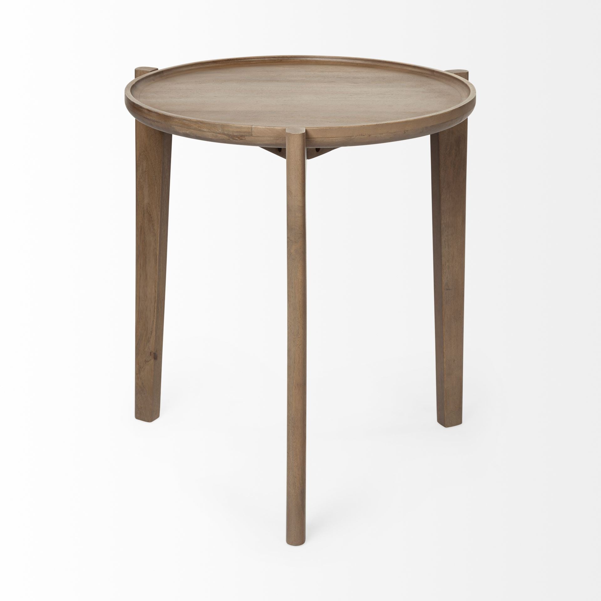 24" Brown Round End Table-End-Side Tables-DECOROLALA