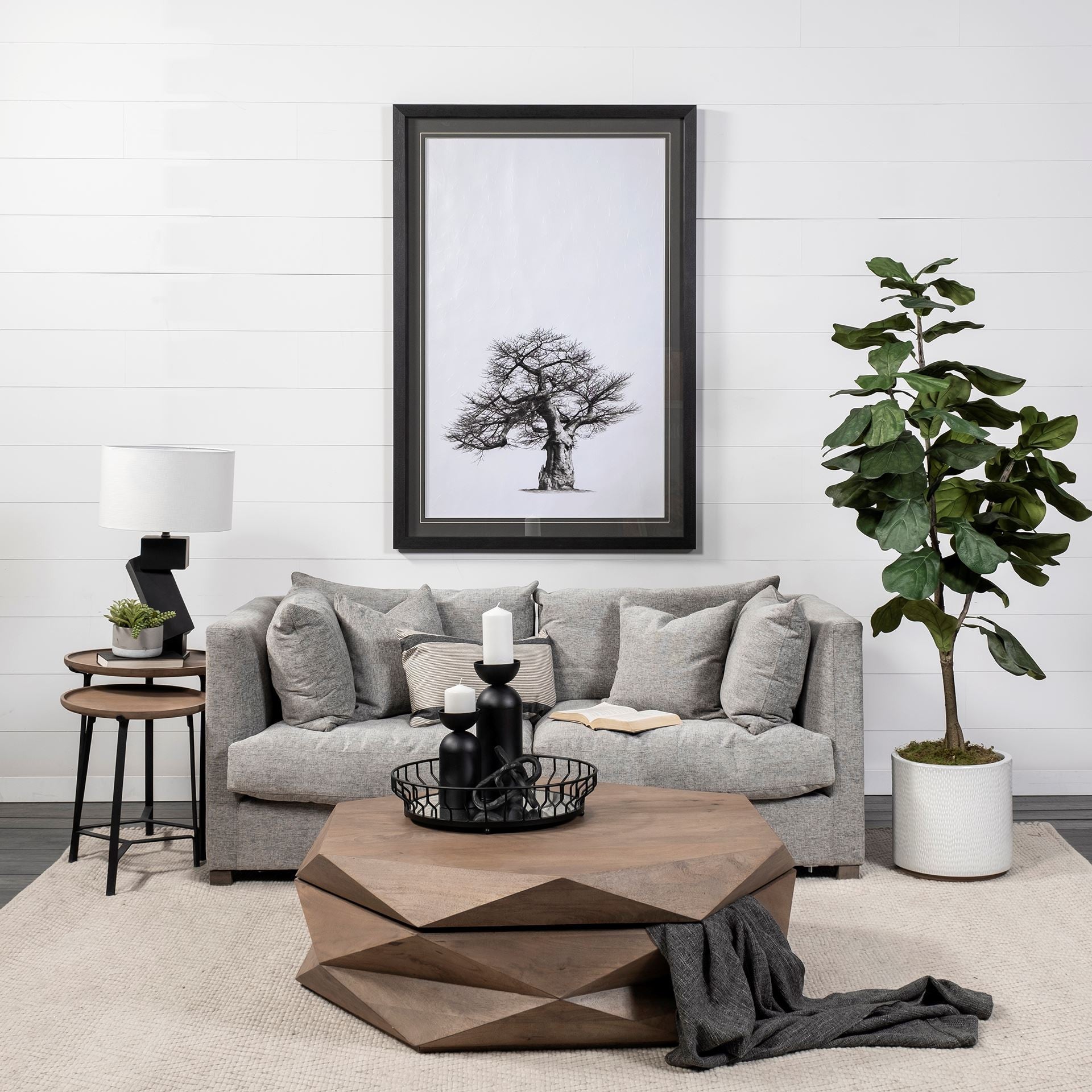 24" Brown Solid Wood Round End Table-End-Side Tables-DECOROLALA