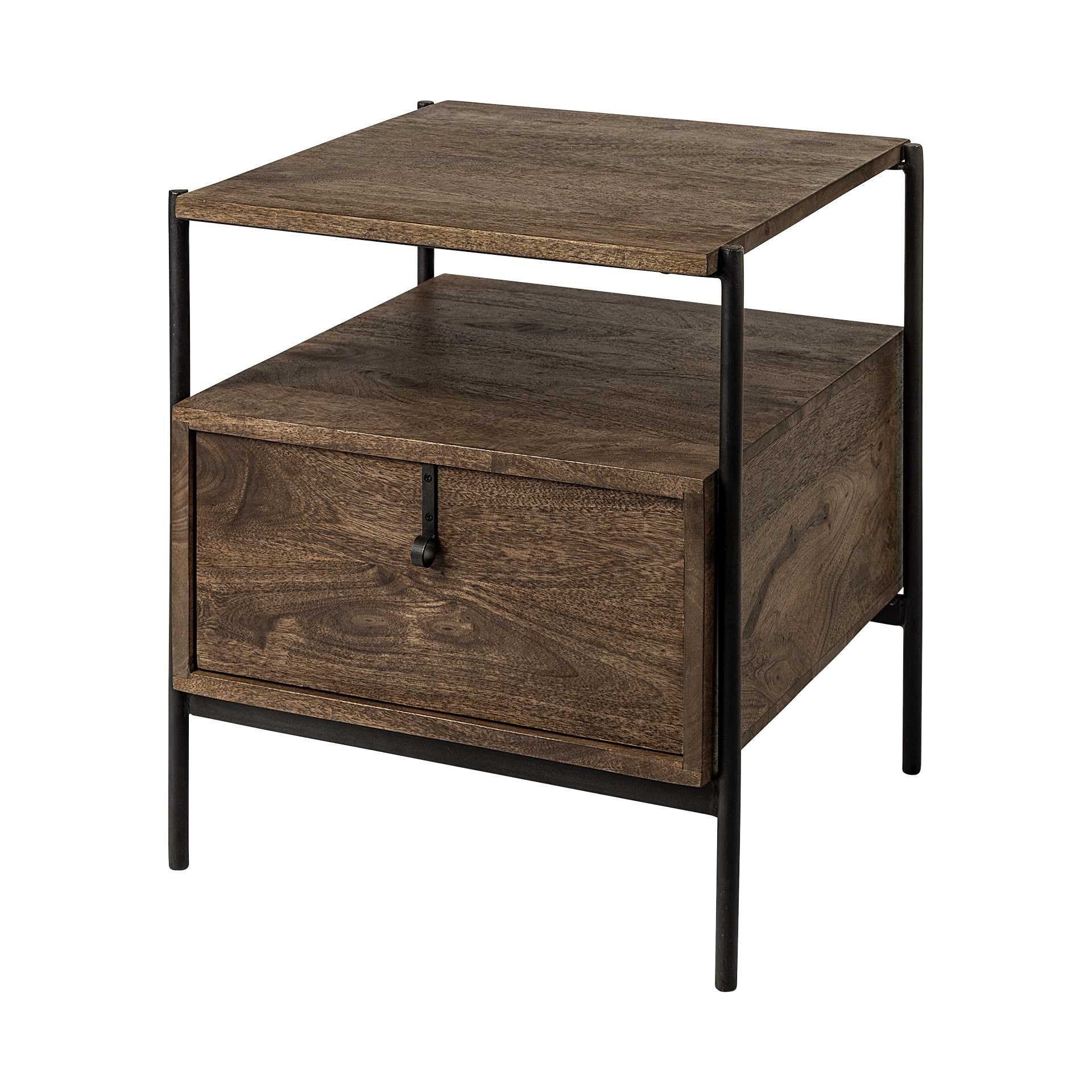 24" Brown Solid Wood Square End Table-End-Side Tables-DECOROLALA