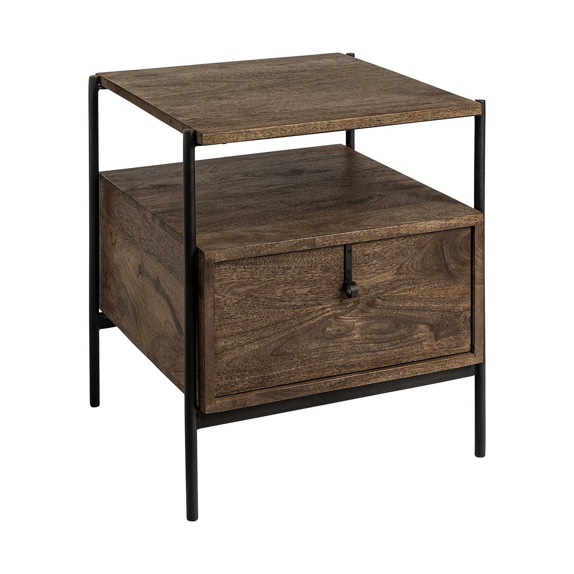 24" Brown Solid Wood Square End Table-End-Side Tables-DECOROLALA