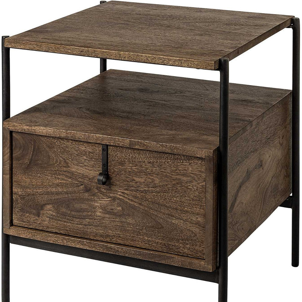 24" Brown Solid Wood Square End Table-End-Side Tables-DECOROLALA
