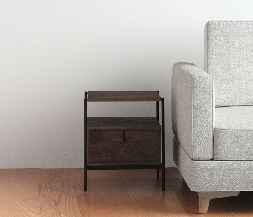 24" Brown Solid Wood Square End Table-End-Side Tables-DECOROLALA