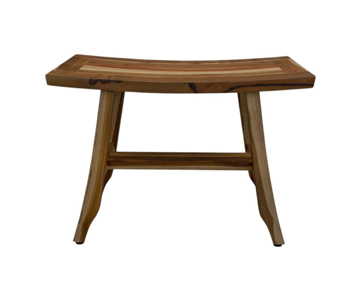 24" Brown Teak Rectangular Shower Bench-Shower Benches-DECOROLALA