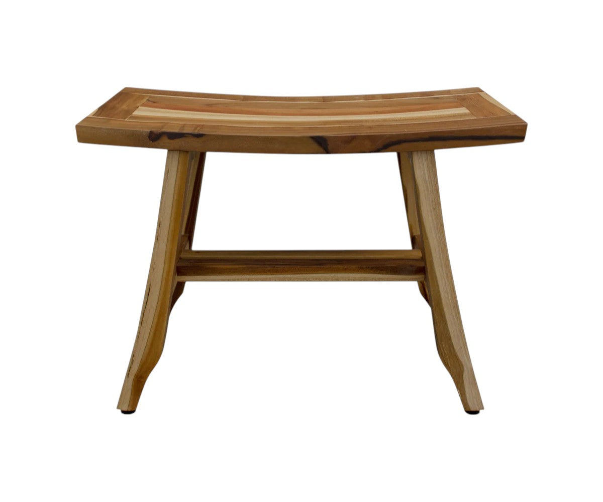 24" Brown Teak Rectangular Shower Bench-Shower Benches-DECOROLALA