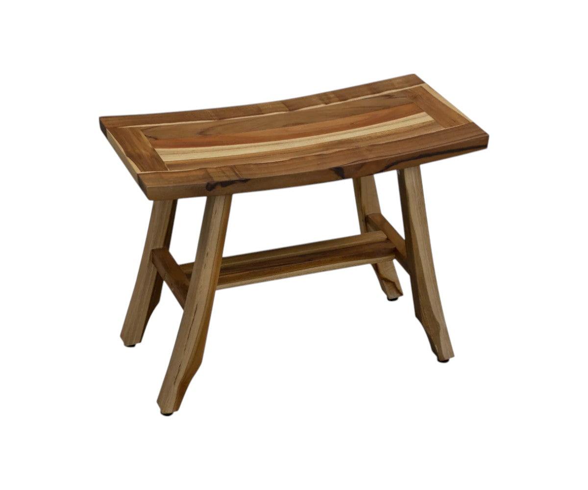 24" Brown Teak Rectangular Shower Bench-Shower Benches-DECOROLALA