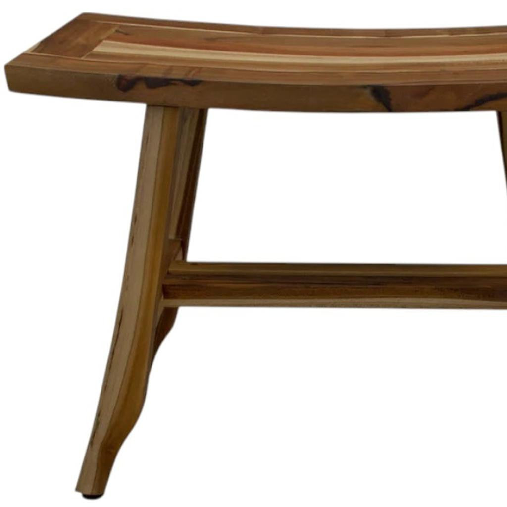 24" Brown Teak Rectangular Shower Bench-Shower Benches-DECOROLALA