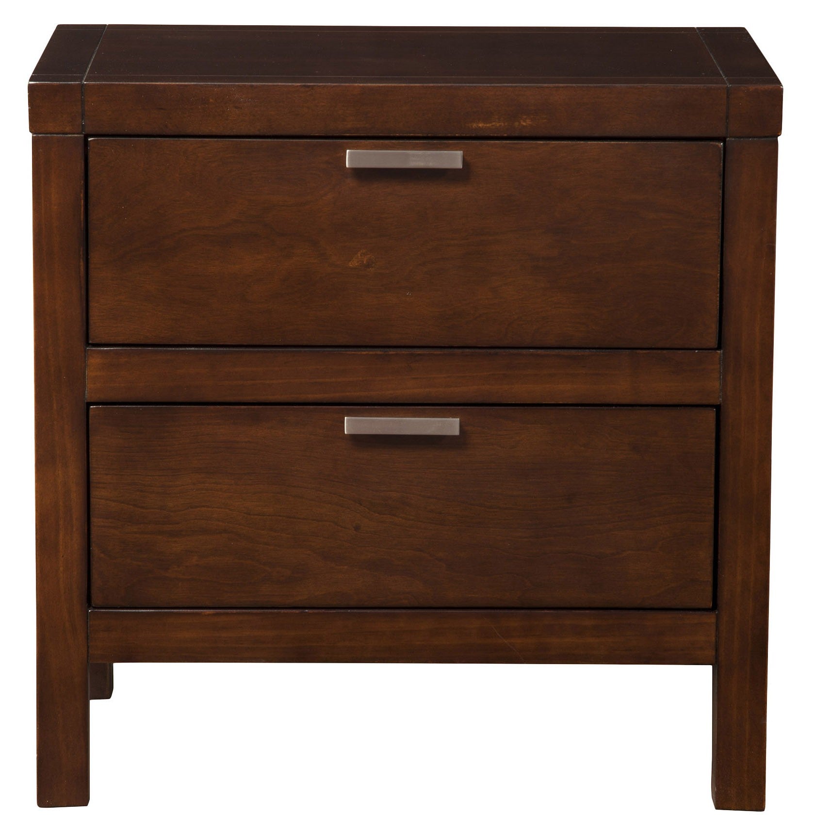 24" Brown Wood Two Drawer Nightstand-Nightstands & Bedside Tables-DECOROLALA