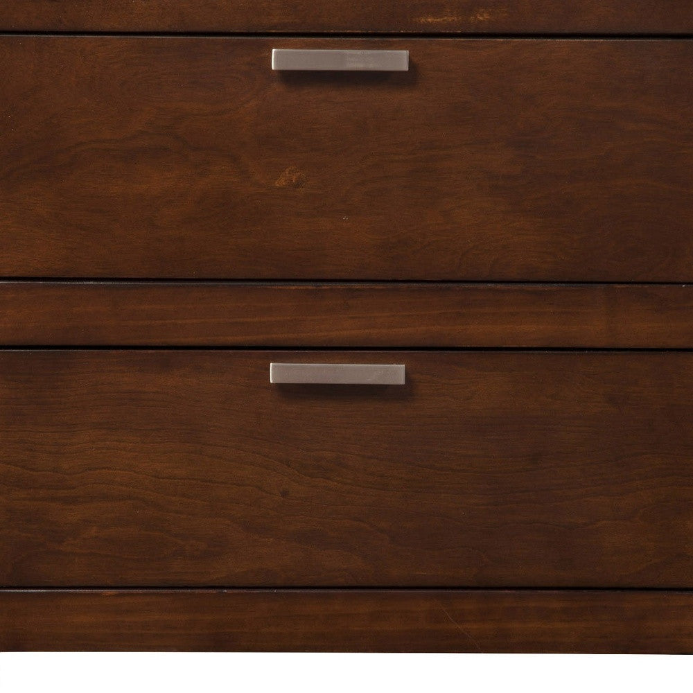 24" Brown Wood Two Drawer Nightstand-Nightstands & Bedside Tables-DECOROLALA