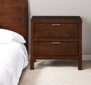24" Brown Wood Two Drawer Nightstand-Nightstands & Bedside Tables-DECOROLALA