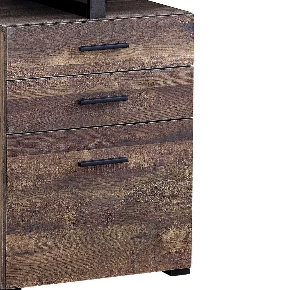 24" Brown and Black Computer Desk With Three Drawers-Desks-DECOROLALA