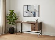 24" Brown and Black Computer Desk With Three Drawers-Desks-DECOROLALA