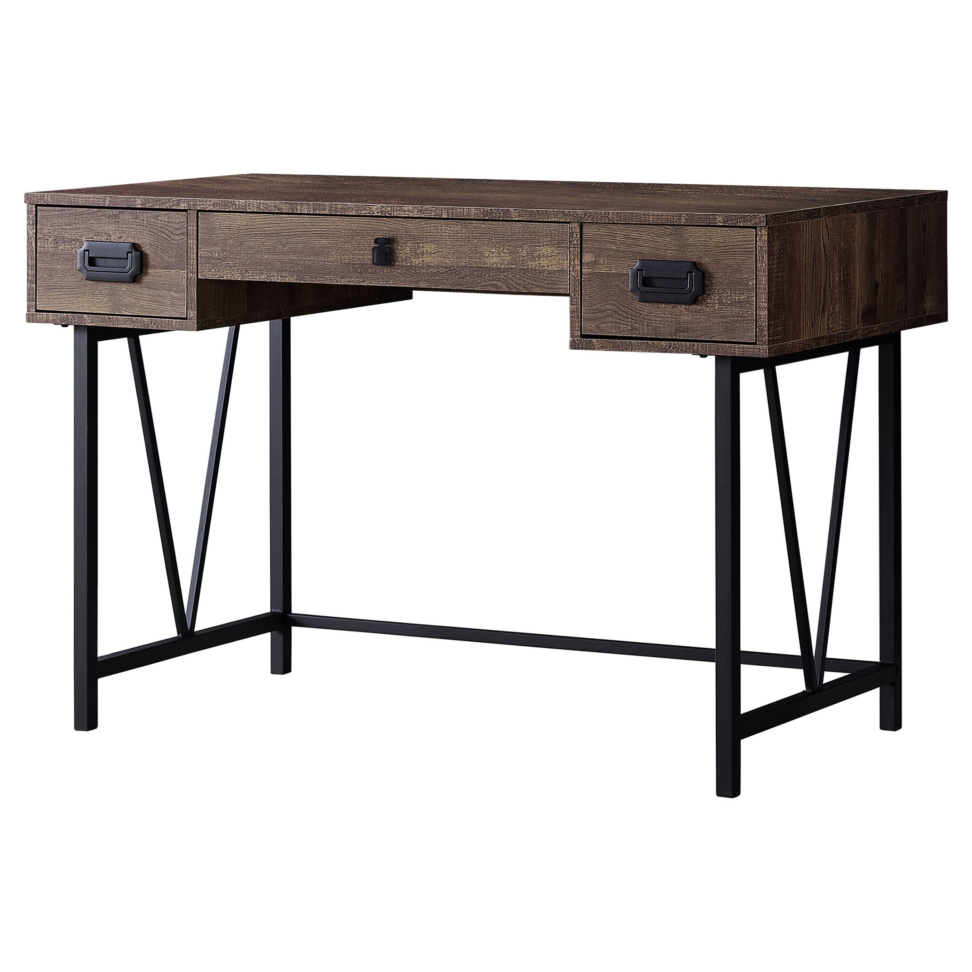 24" Brown and Black Computer Desk With Two Drawers-Desks-DECOROLALA