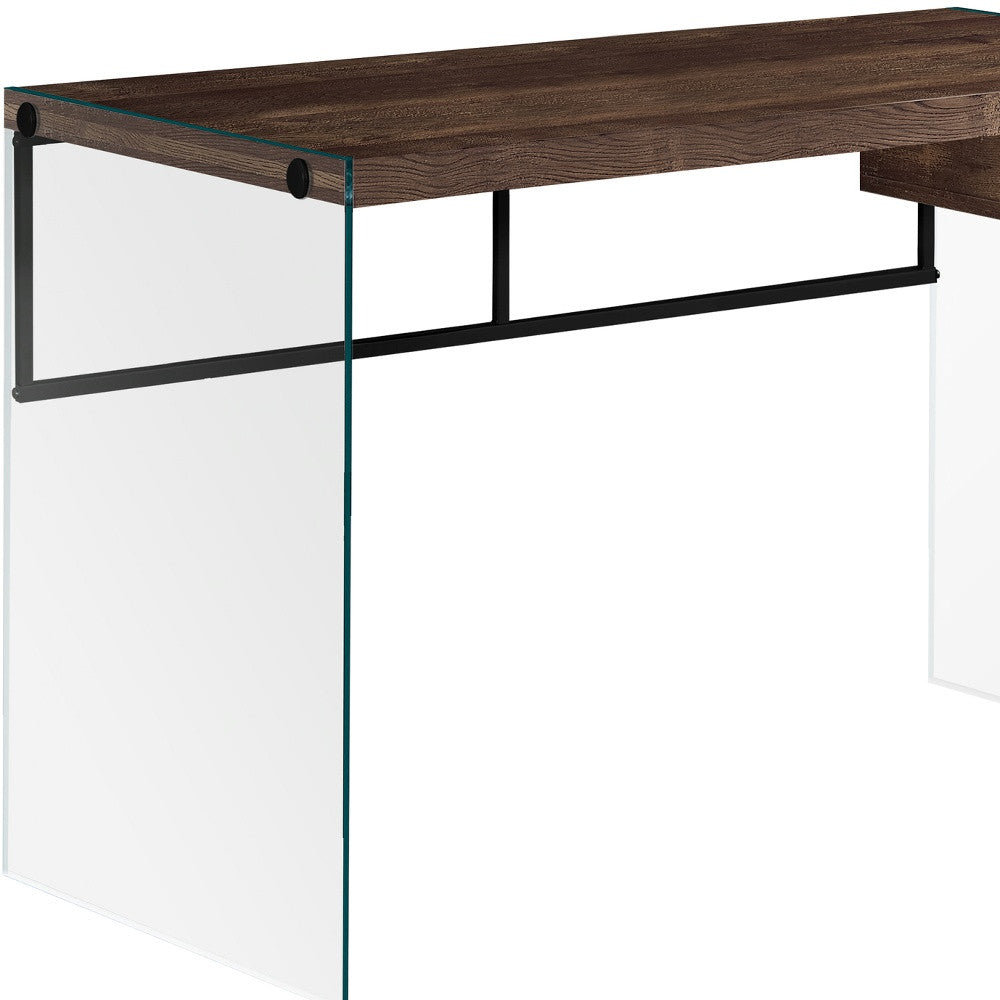 24" Brown and Clear Computer Desk-Desks-DECOROLALA