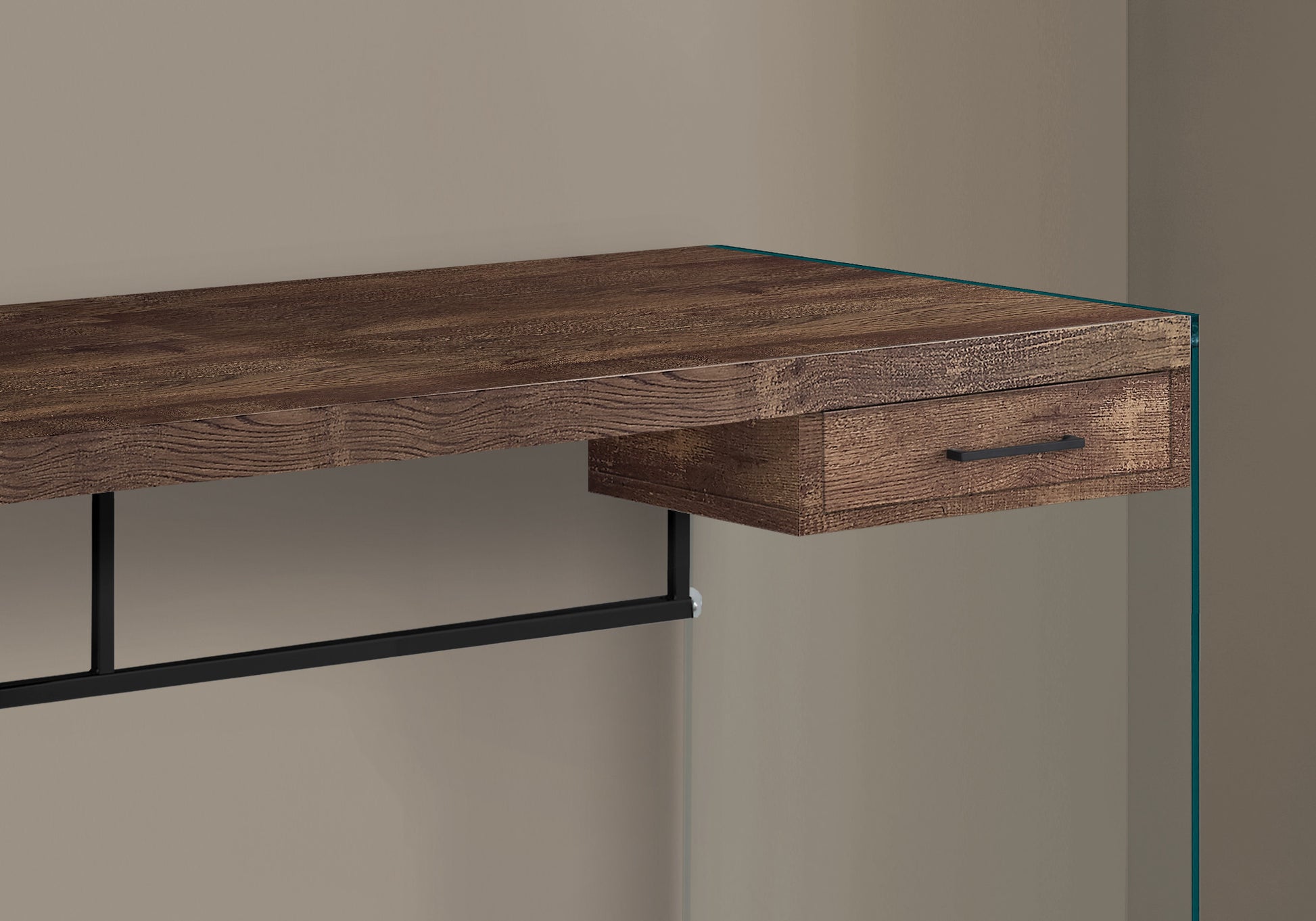 24" Brown and Clear Computer Desk-Desks-DECOROLALA