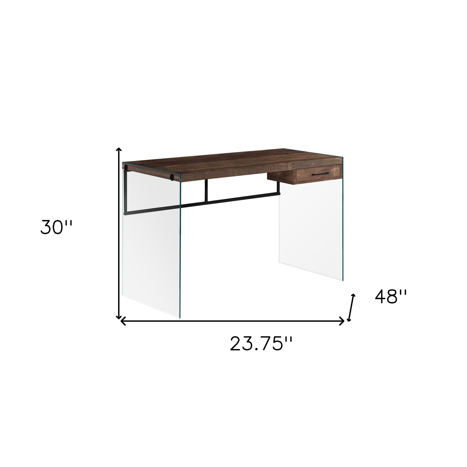 24" Brown and Clear Computer Desk-Desks-DECOROLALA