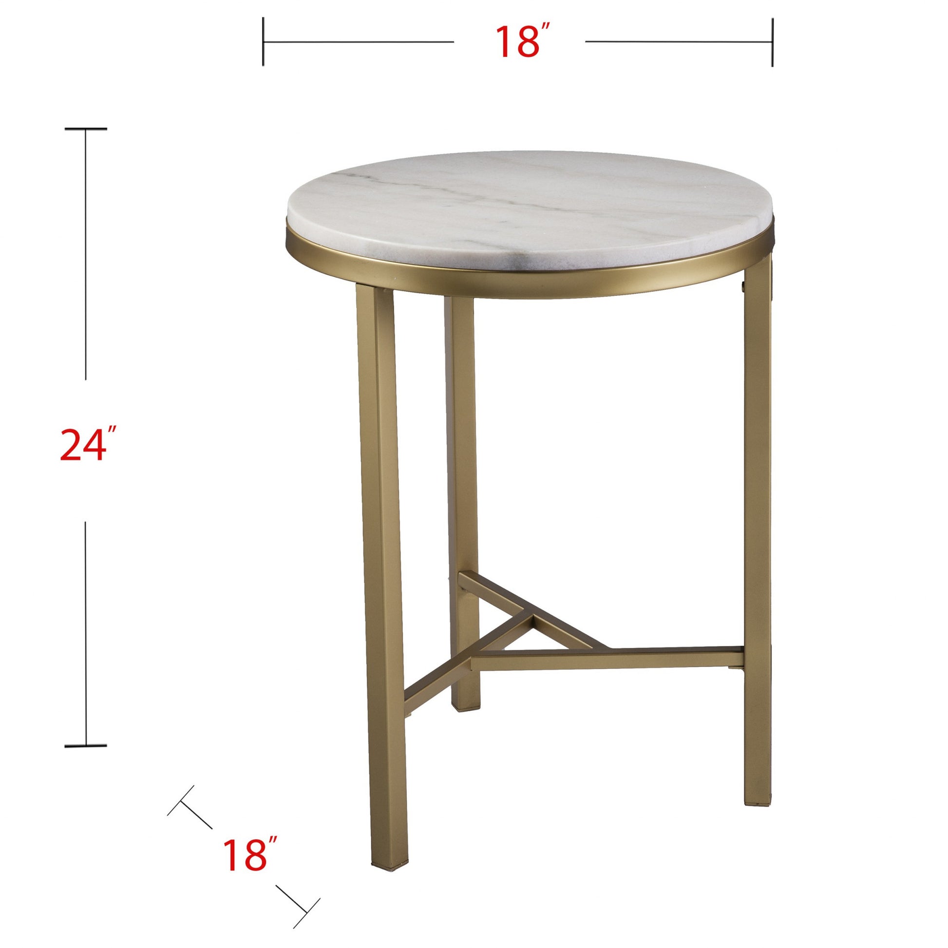 24" Champagne Genuine Marble Look And Iron Rectangular End Table-End-Side Tables-DECOROLALA