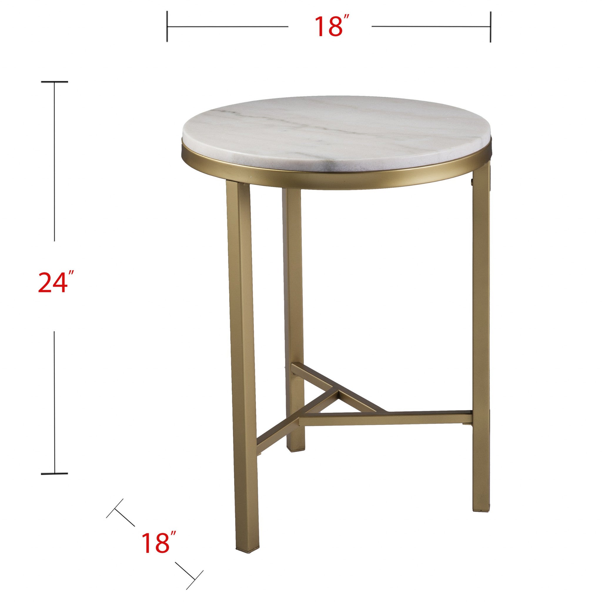 24" Champagne Genuine Marble Look And Iron Rectangular End Table-End-Side Tables-DECOROLALA