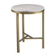 24" Champagne Genuine Marble Look And Iron Rectangular End Table-End-Side Tables-DECOROLALA