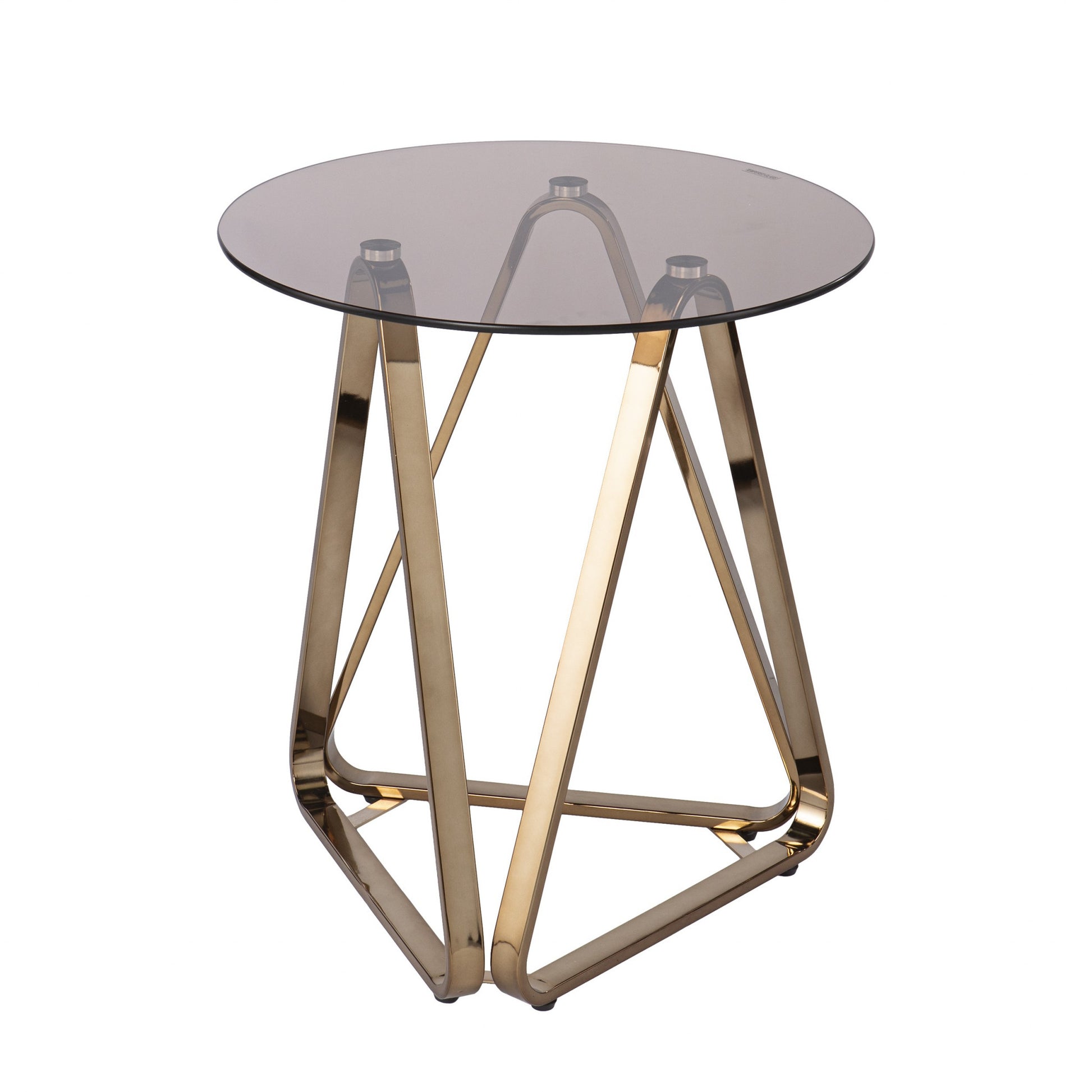 24" Champagne Glass And Iron Round End Table-End-Side Tables-DECOROLALA