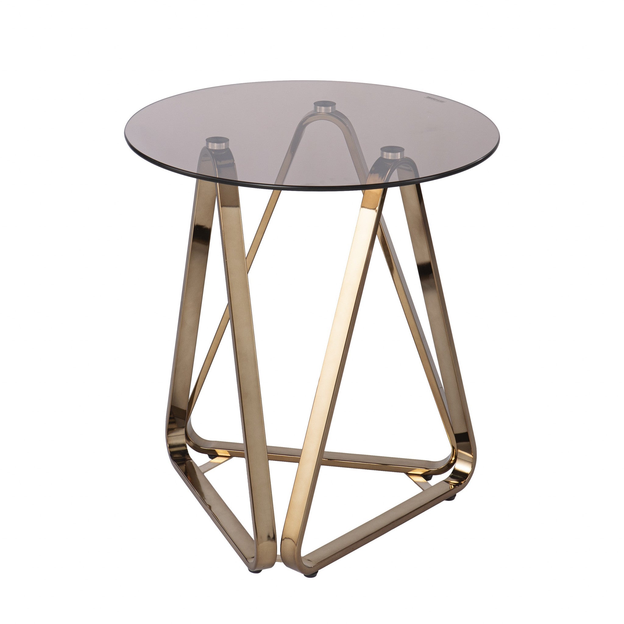 24" Champagne Glass And Iron Round End Table-End-Side Tables-DECOROLALA