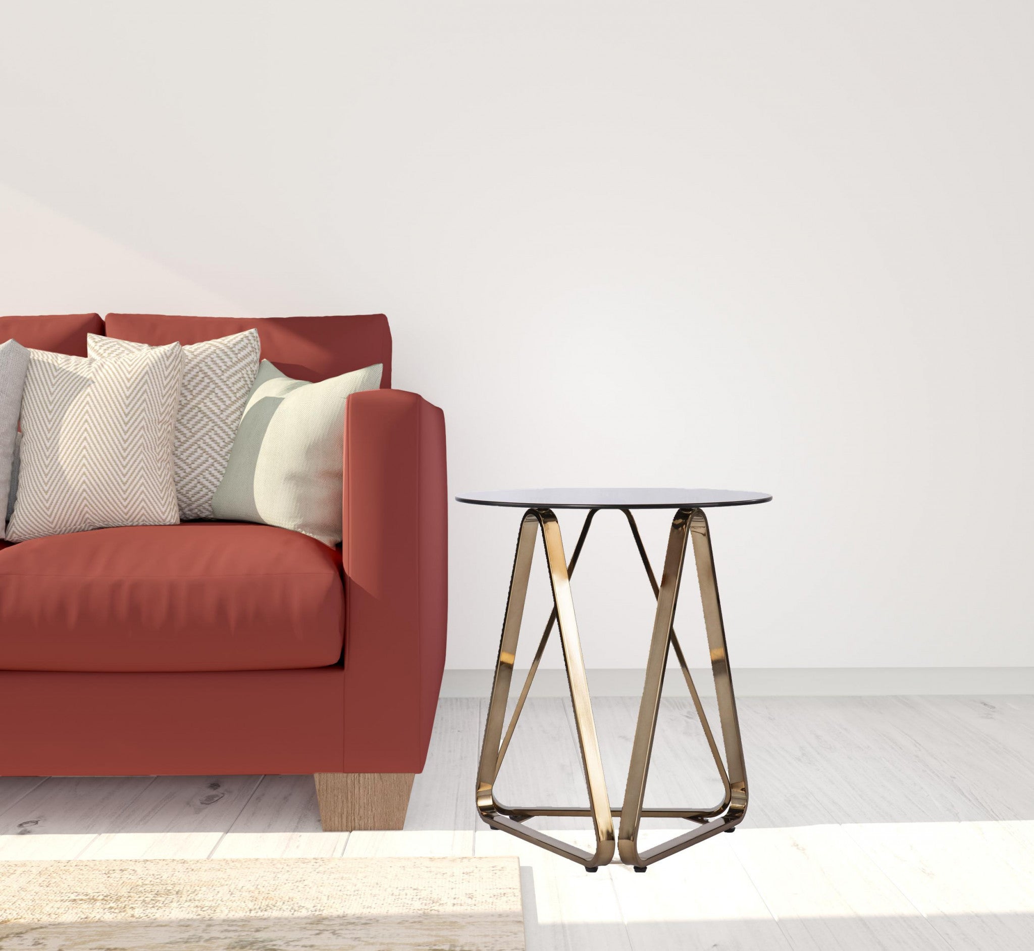 24" Champagne Glass And Iron Round End Table-End-Side Tables-DECOROLALA