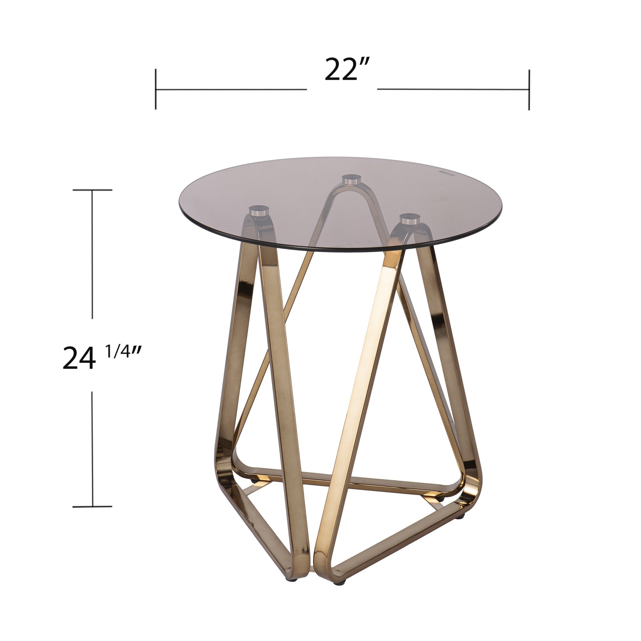 24" Champagne Glass And Iron Round End Table-End-Side Tables-DECOROLALA