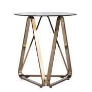 24" Champagne Glass And Iron Round End Table-End-Side Tables-DECOROLALA