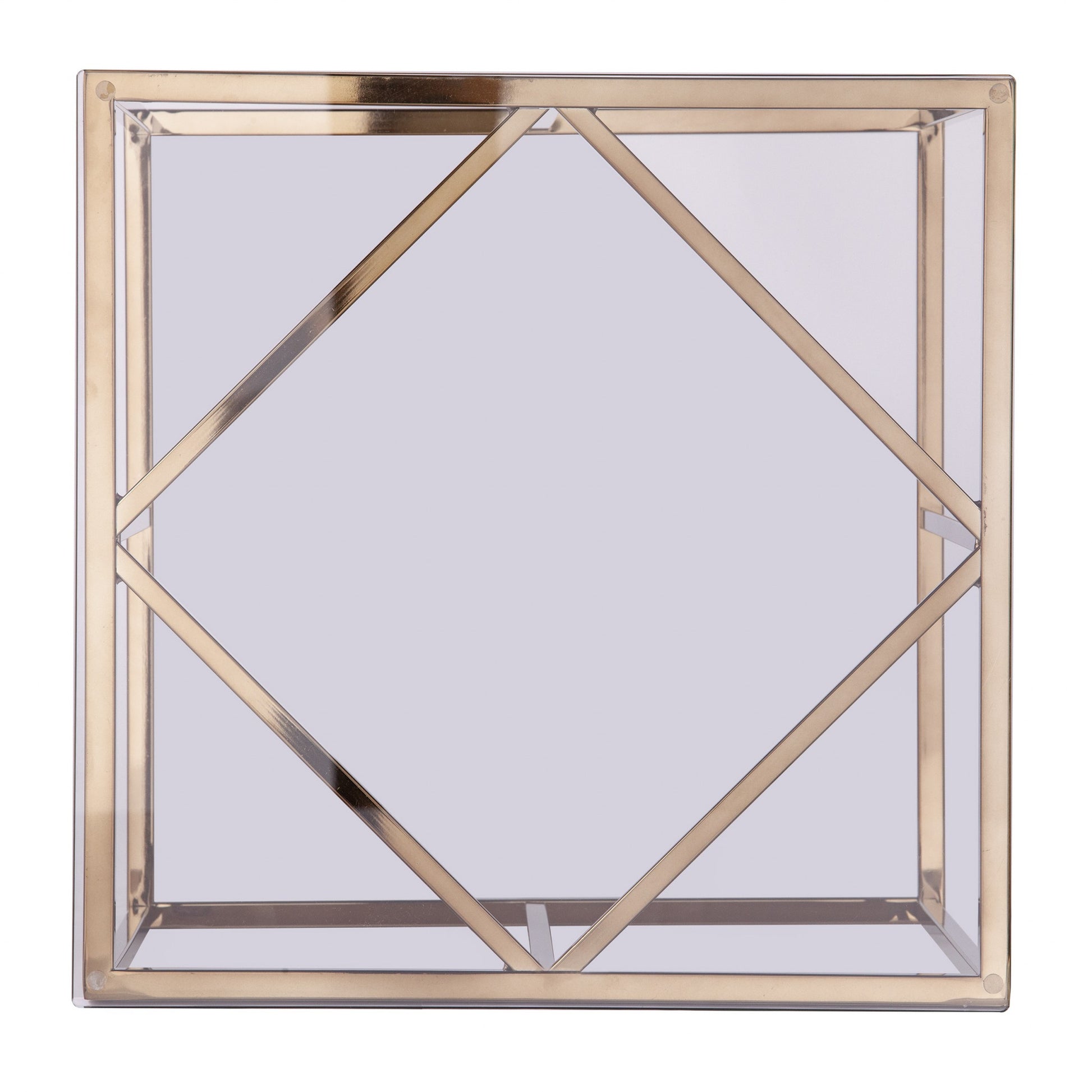 24" Champagne Glass And Iron Square End Table-End-Side Tables-DECOROLALA