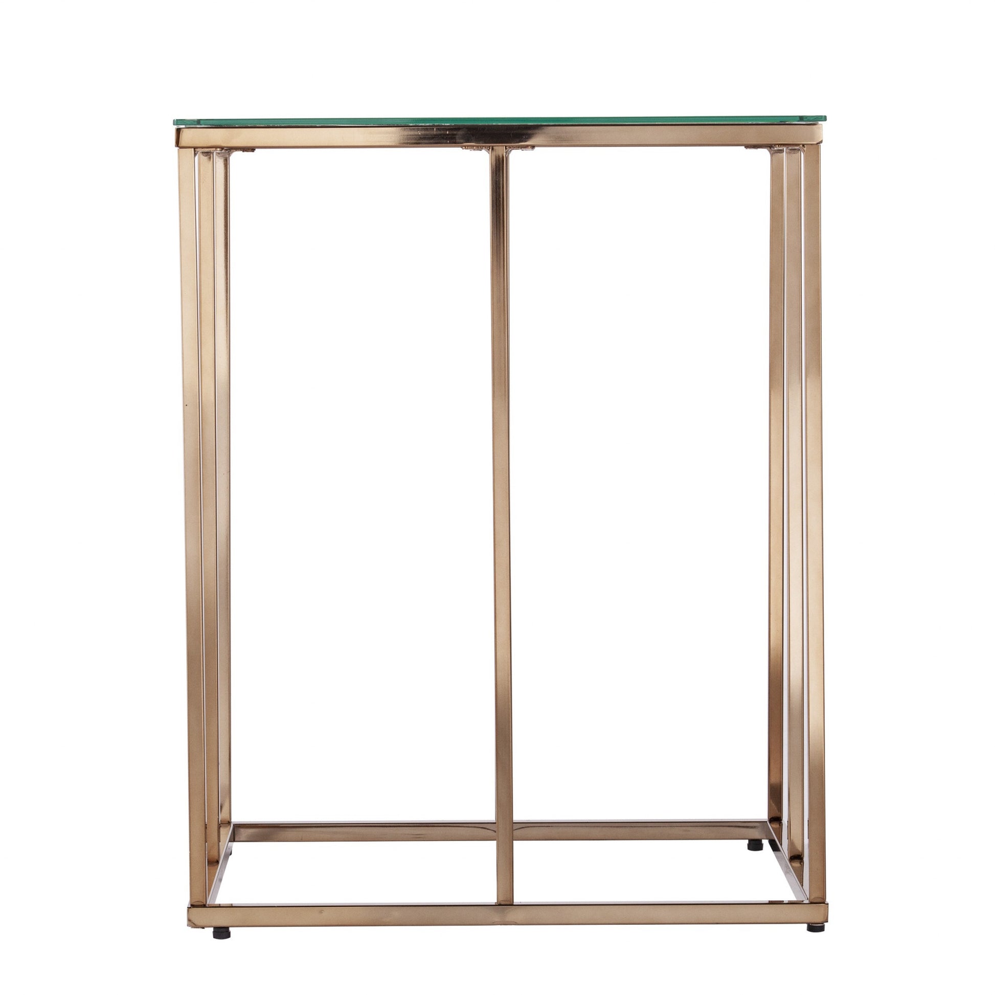24" Champagne Glass And Iron Square End Table-End-Side Tables-DECOROLALA