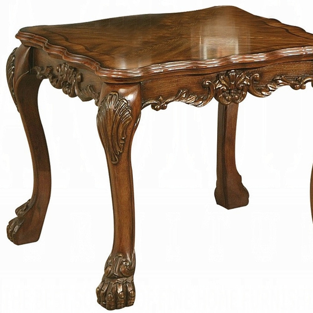 24" Cherry Oak And Brown Solid Wood End Table-End-Side Tables-DECOROLALA