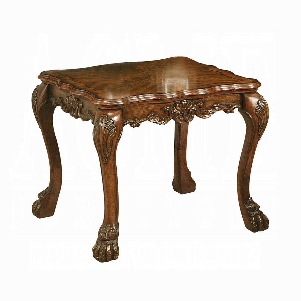 24" Cherry Oak And Brown Solid Wood End Table-End-Side Tables-DECOROLALA