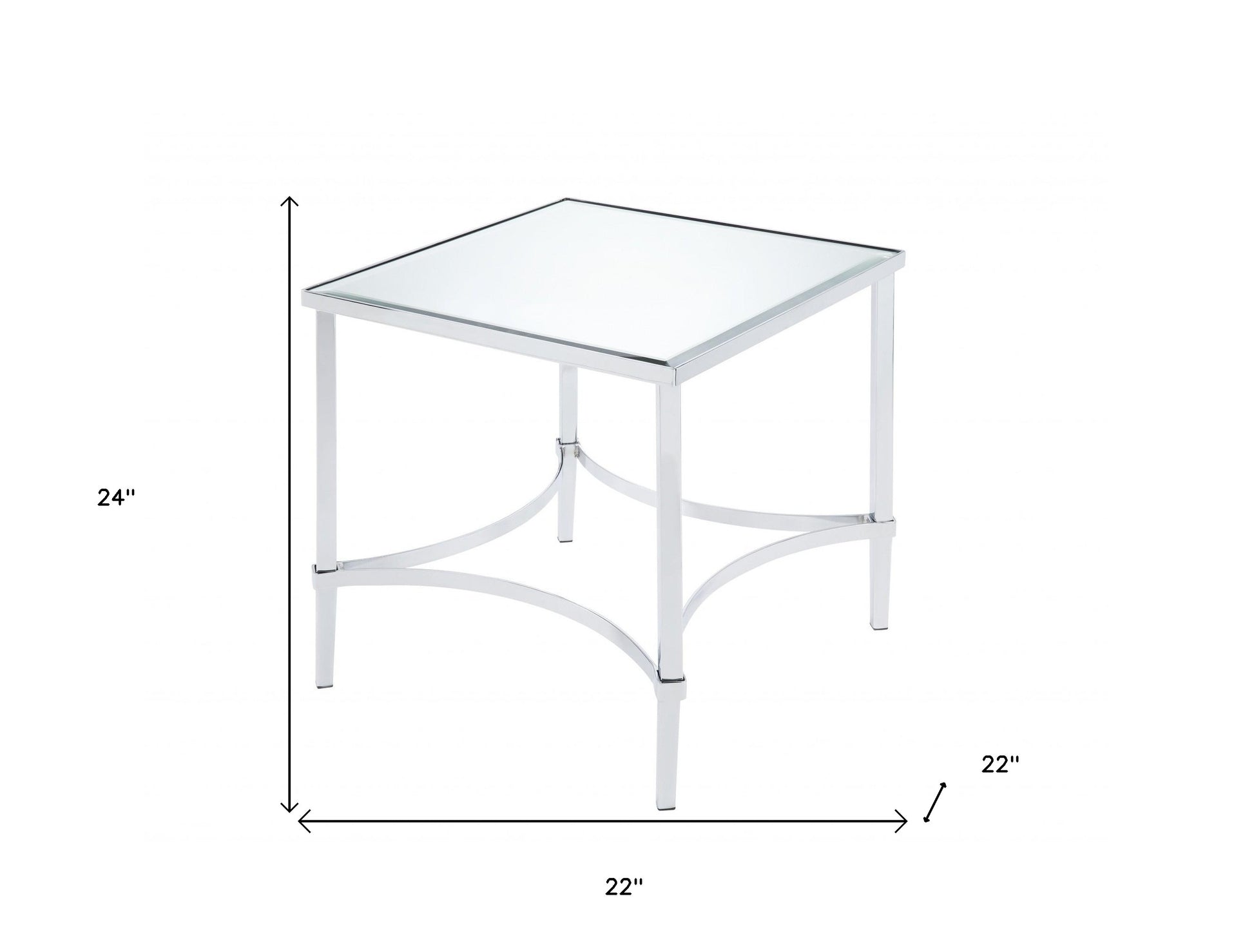 24" Chrome And Glass Glass Square Mirrored End Table-End-Side Tables-DECOROLALA