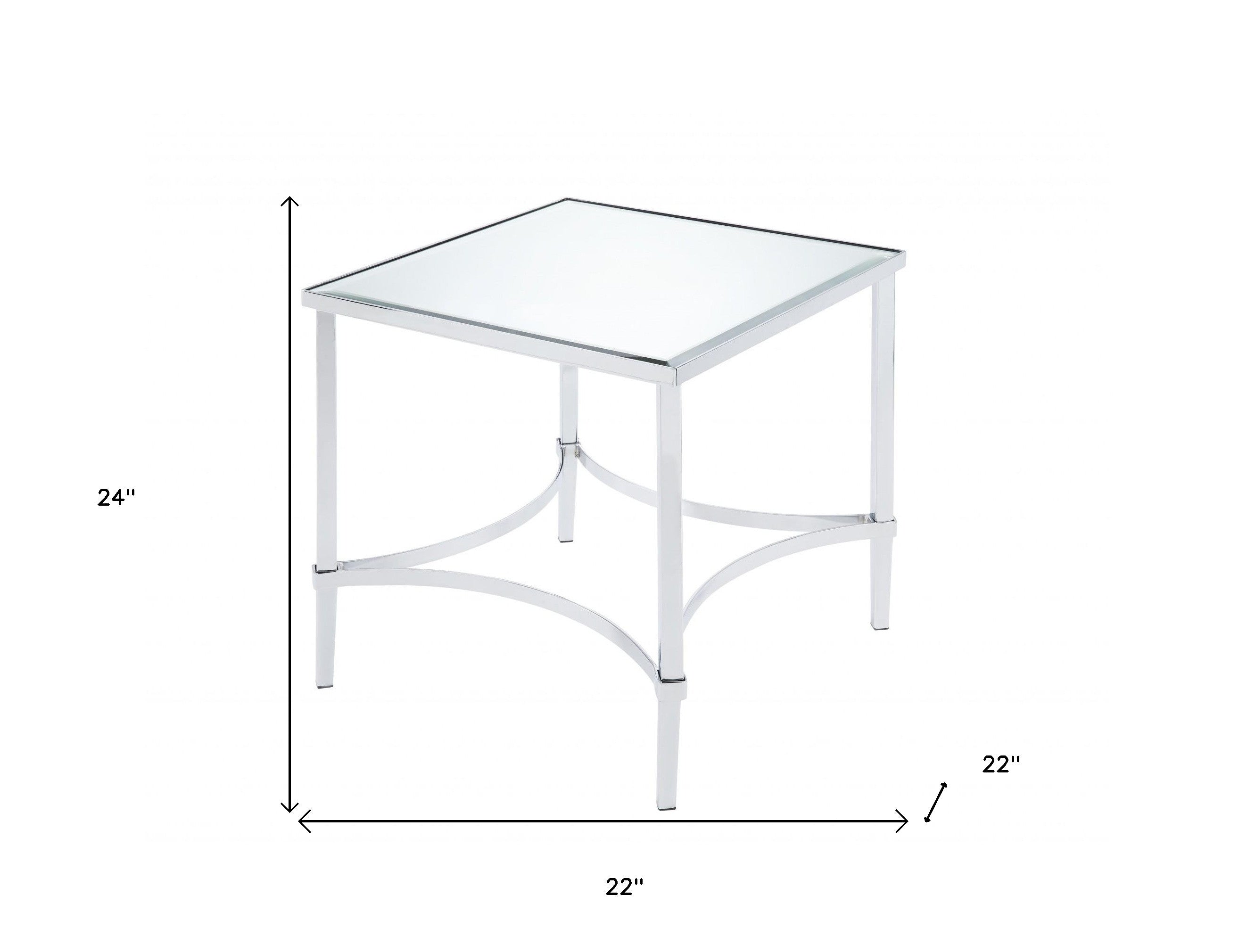 24" Chrome And Glass Glass Square Mirrored End Table-End-Side Tables-DECOROLALA