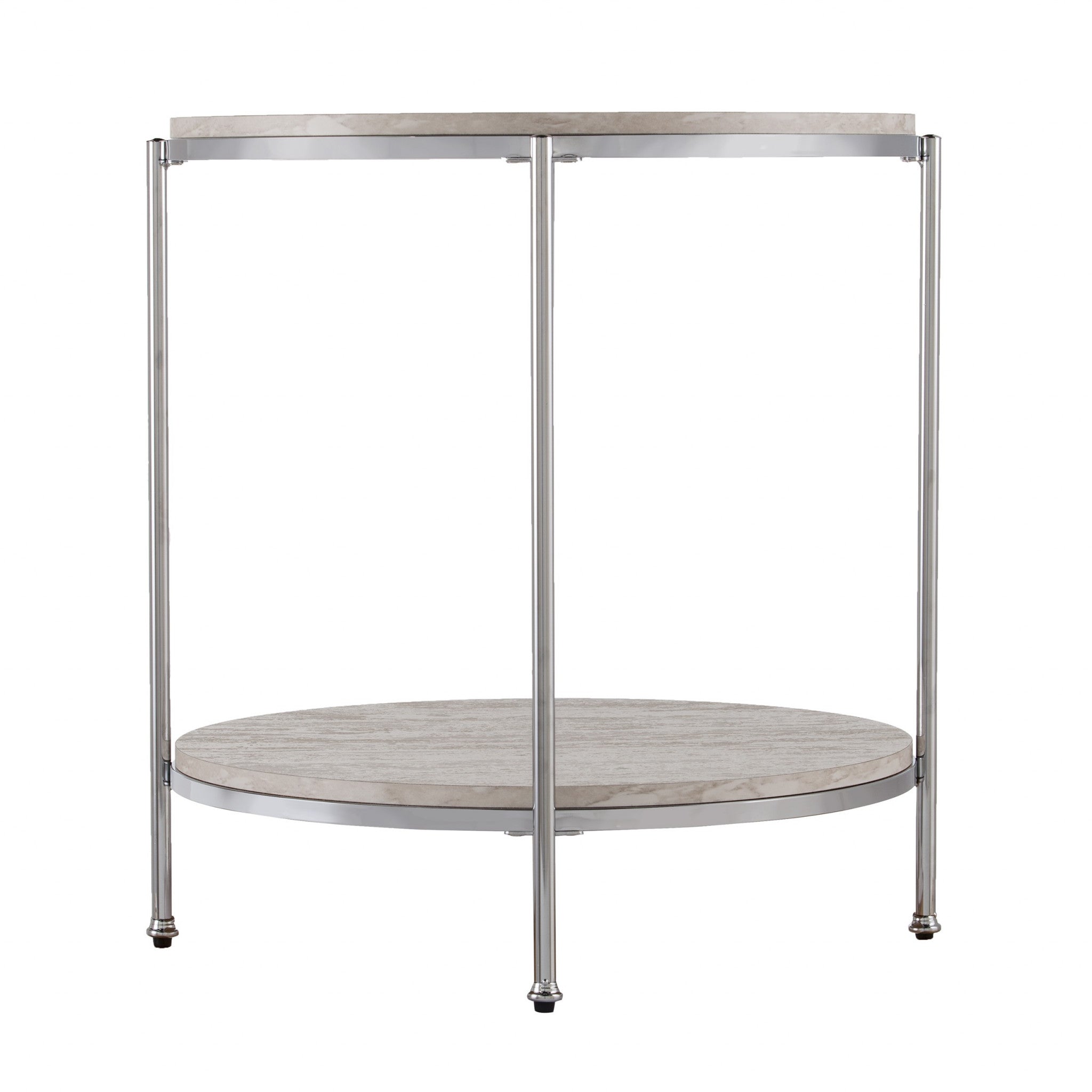 24" Chrome Manufactured Wood And Iron Rectangular End Table With Shelf-End-Side Tables-DECOROLALA
