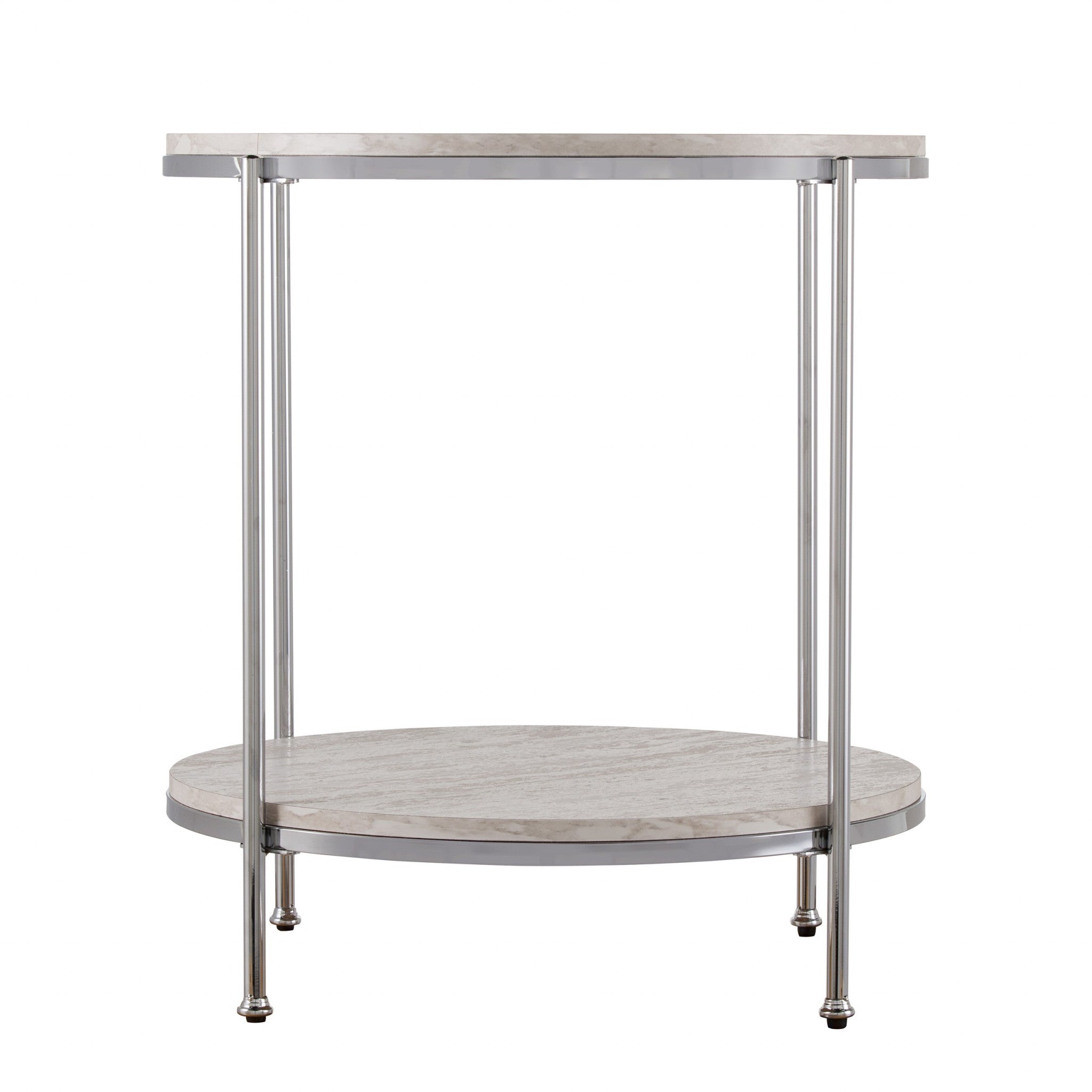 24" Chrome Manufactured Wood And Iron Rectangular End Table With Shelf-End-Side Tables-DECOROLALA