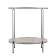 24" Chrome Manufactured Wood And Iron Rectangular End Table With Shelf-End-Side Tables-DECOROLALA