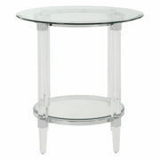 24" Clear Acrylic And Clear Glass Round End Table With Magazine Holder-End-Side Tables-DECOROLALA