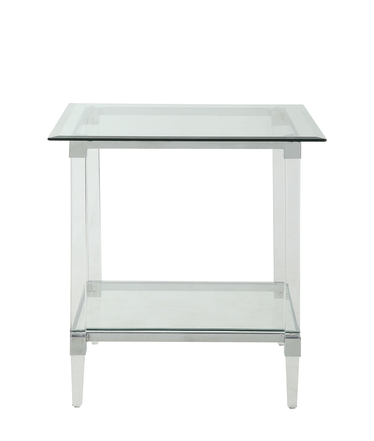 24" Clear Acrylic And Clear Glass Square End Table-End-Side Tables-DECOROLALA