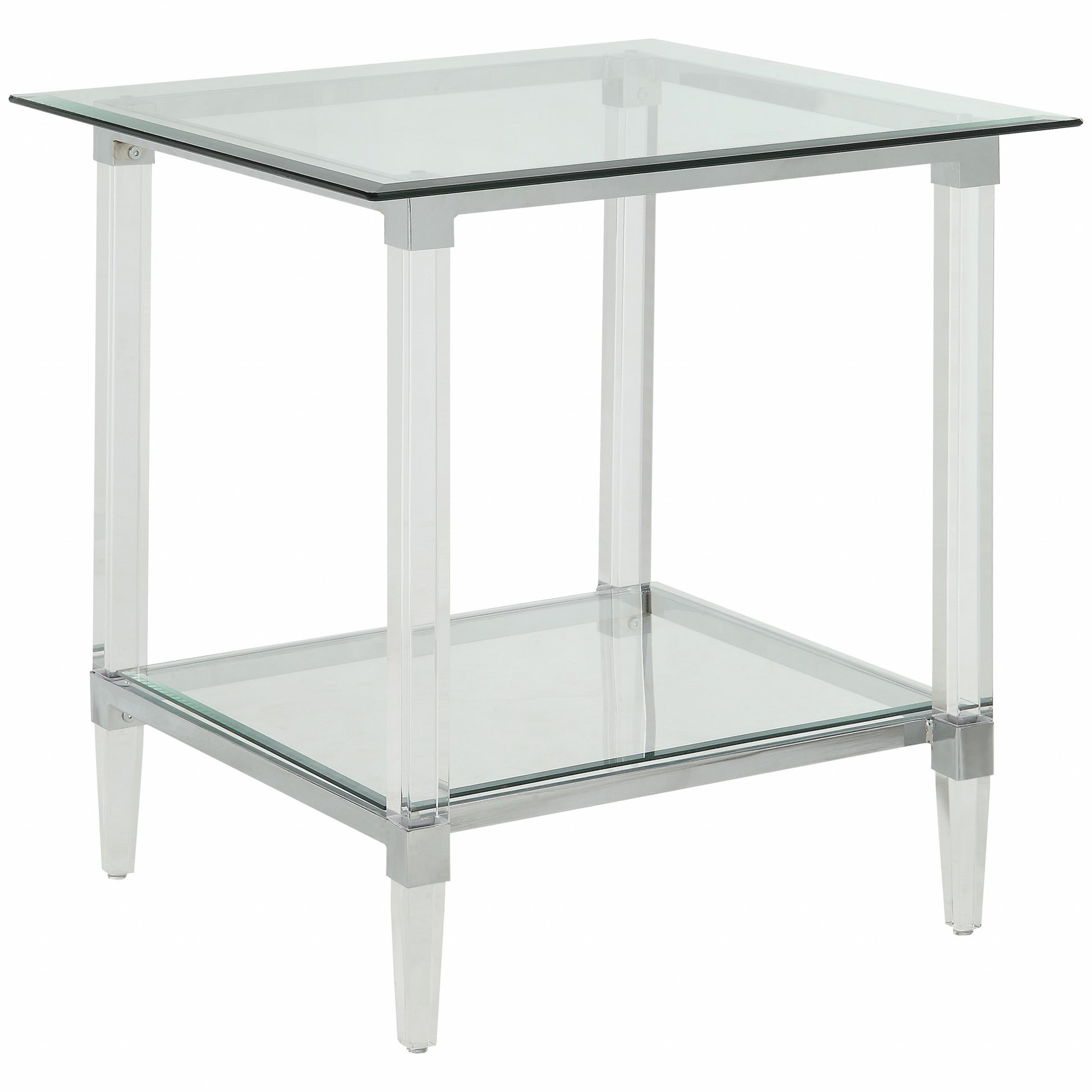 24" Clear Acrylic And Clear Glass Square End Table-End-Side Tables-DECOROLALA