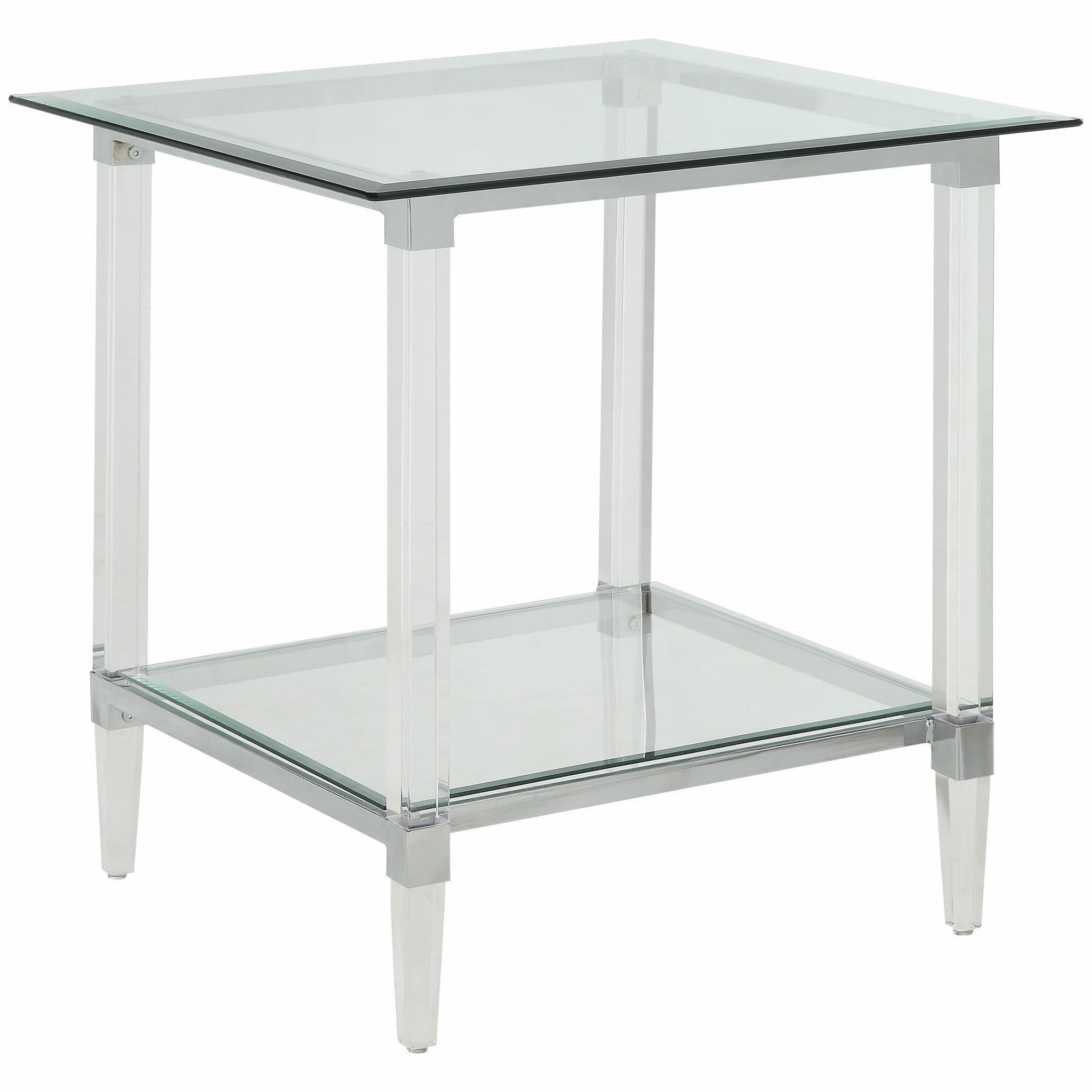 24" Clear Acrylic And Clear Glass Square End Table-End-Side Tables-DECOROLALA