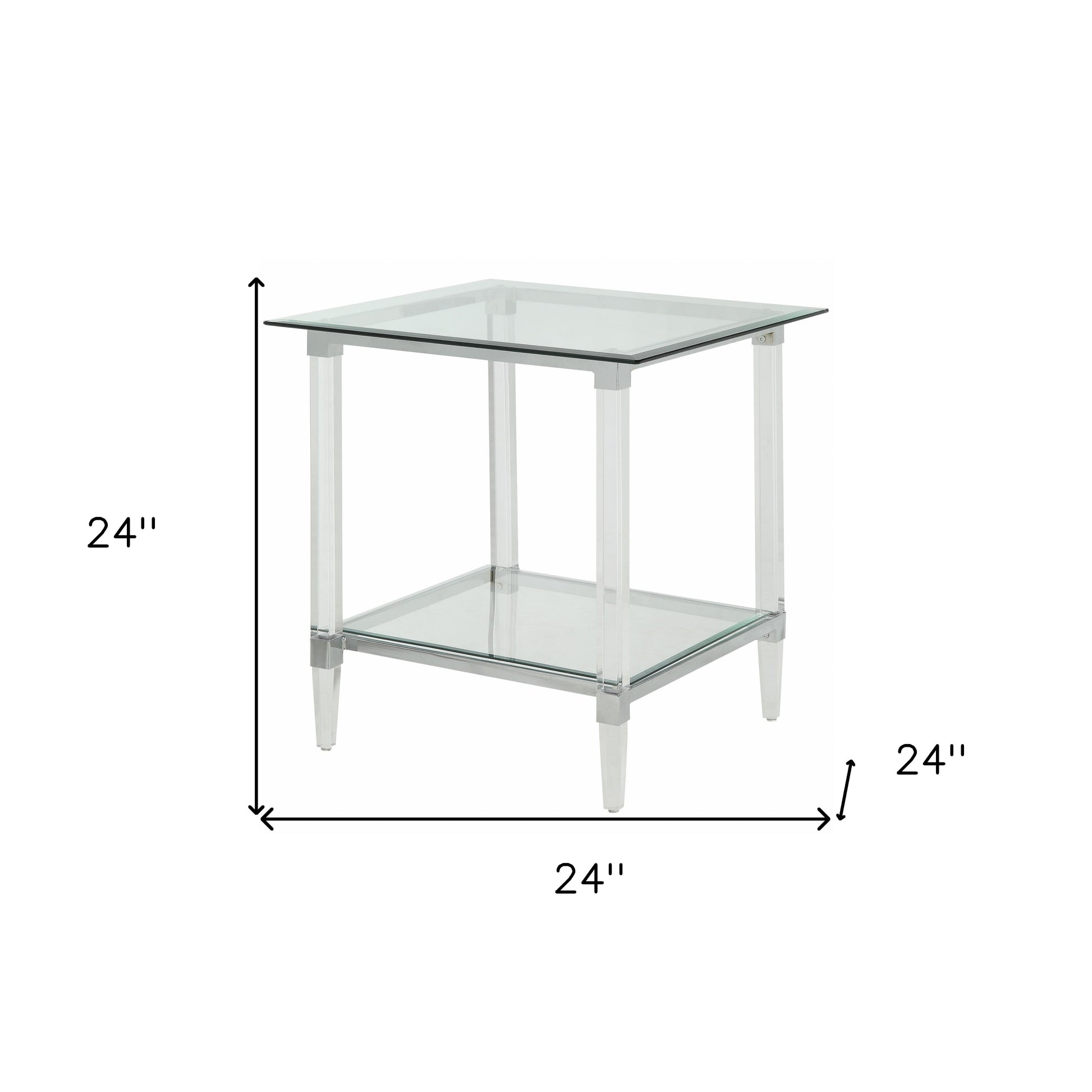 24" Clear Acrylic And Clear Glass Square End Table-End-Side Tables-DECOROLALA