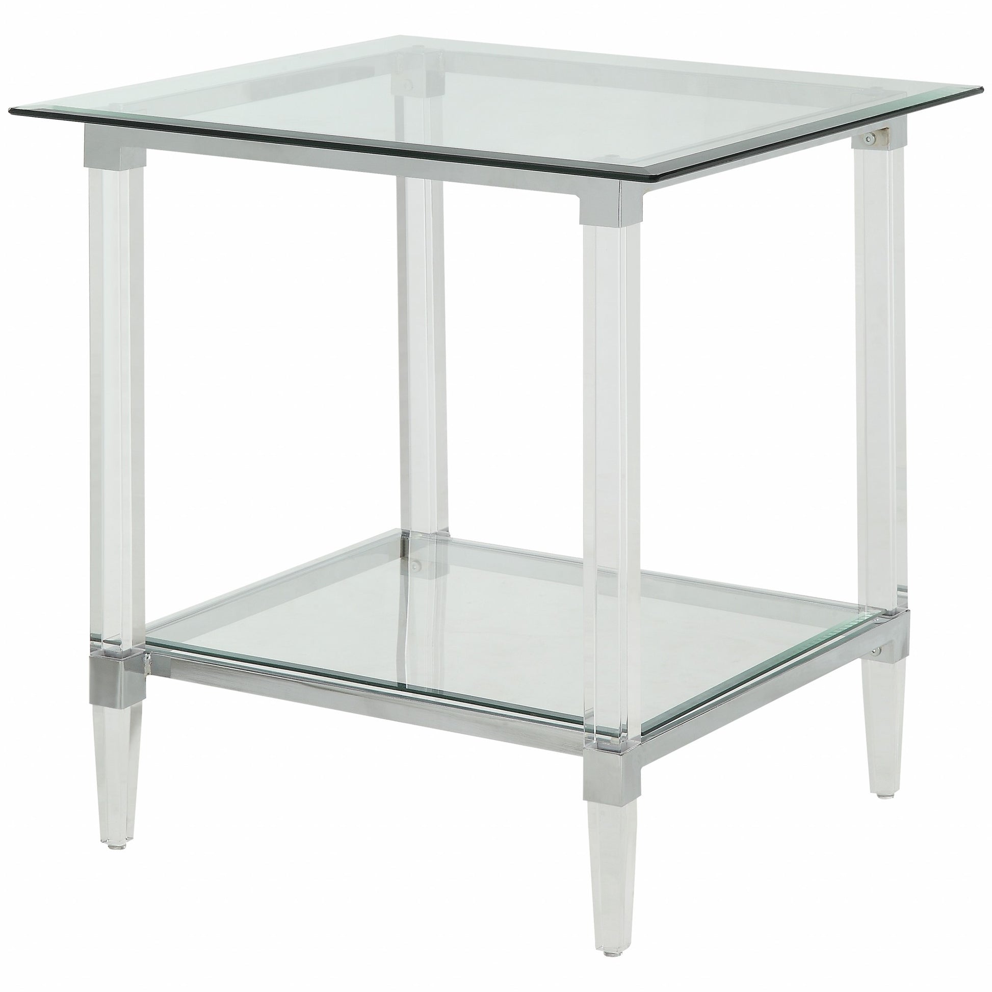 24" Clear Acrylic And Clear Glass Square End Table-End-Side Tables-DECOROLALA