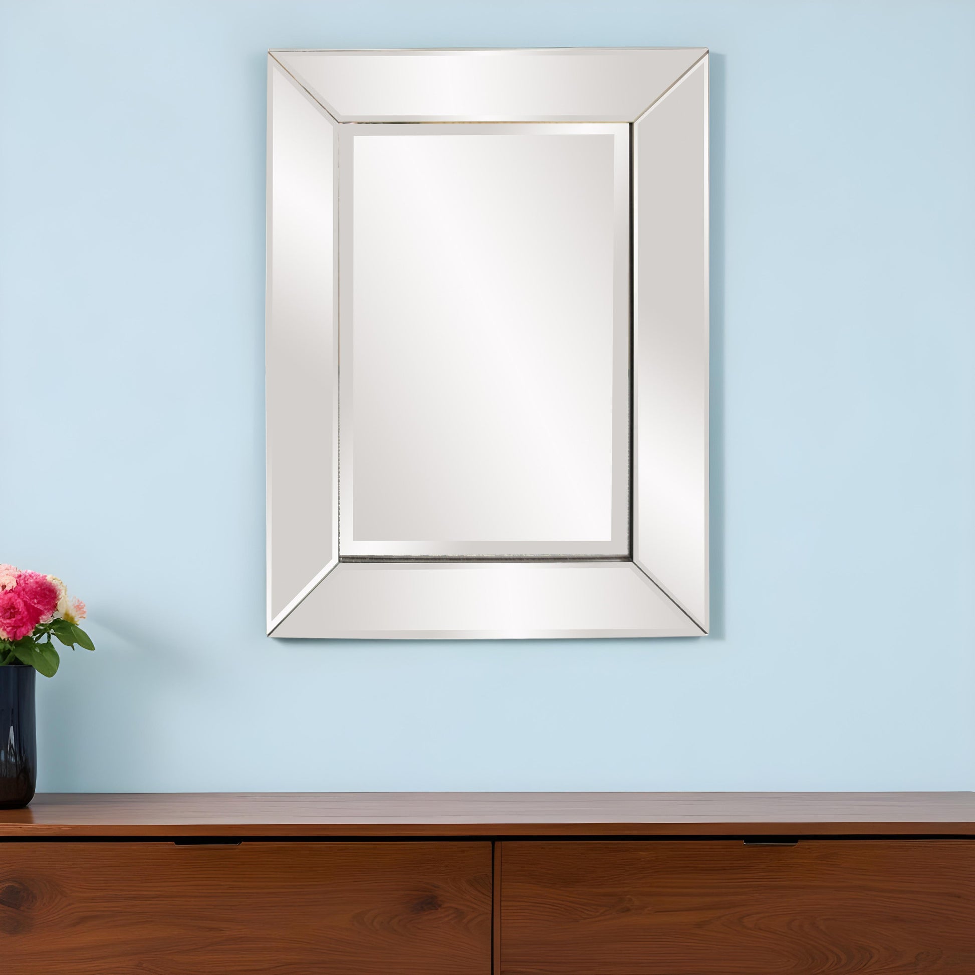 24" Clear Beveled Edge Frame Accent Mirror-Mirrors-DECOROLALA