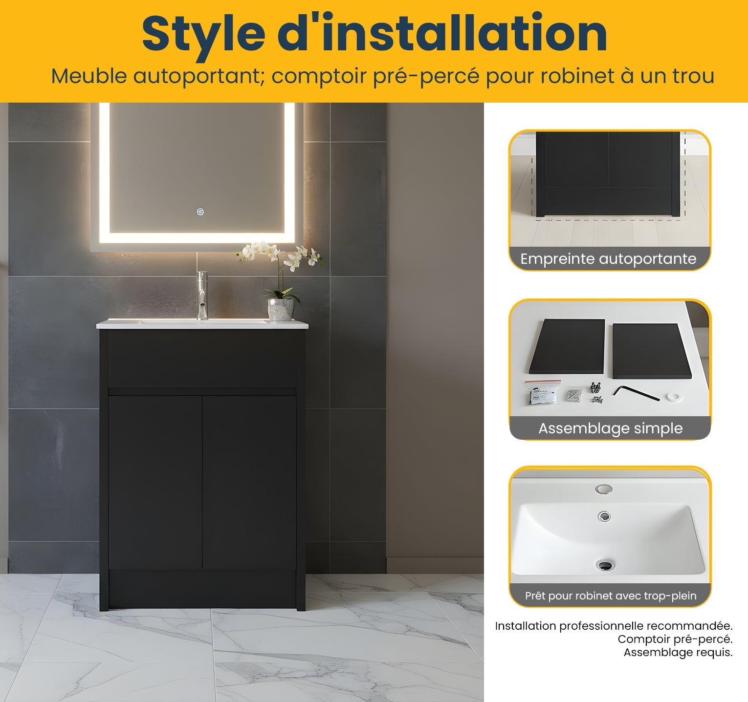 24" Dark Brown Oak Freestanding Bathroom Vanity with White Ceramic Countertop-Migration_Bathroom Vanities-DECOROLALA