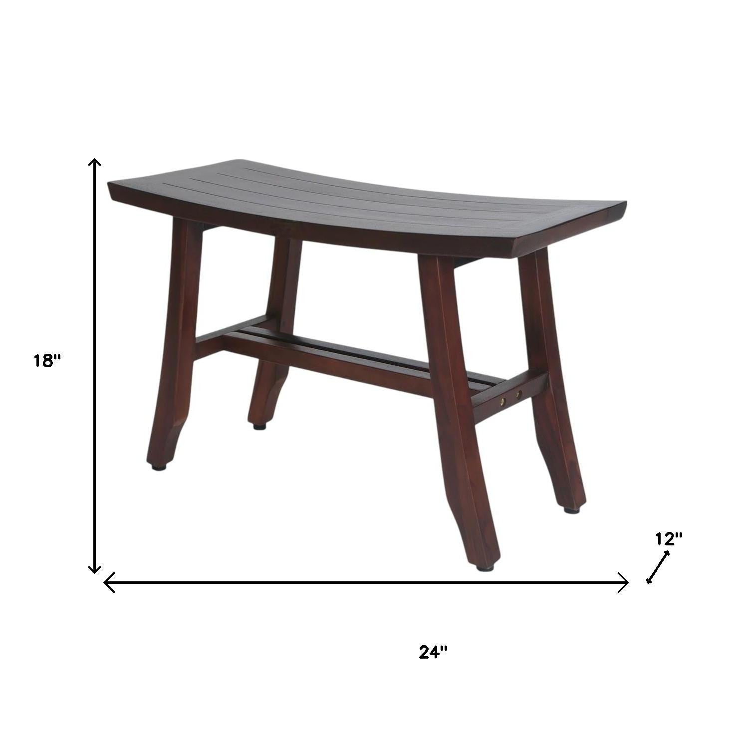 24" Dark Brown Solid Teak Wood Shower Bench-Shower Benches-DECOROLALA