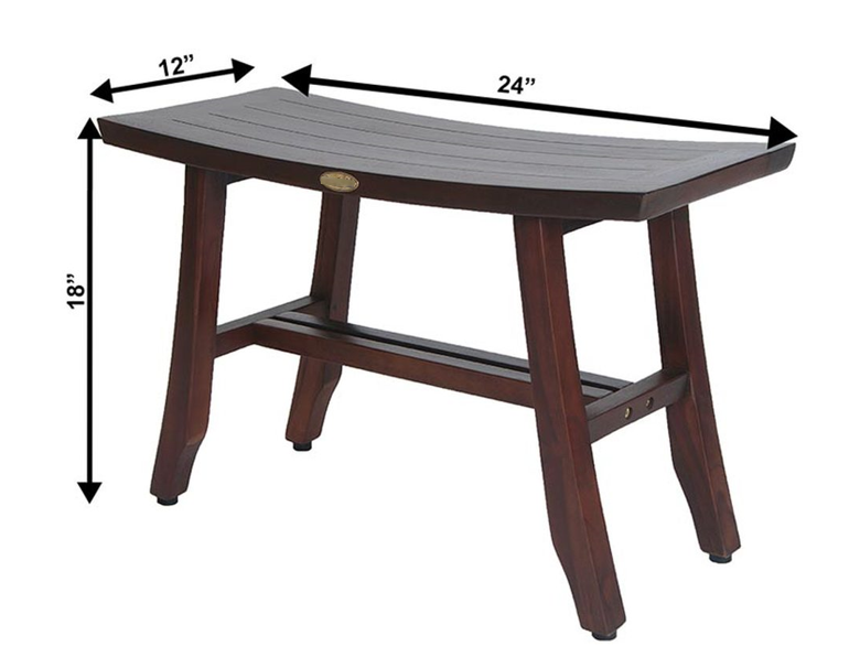 24" Dark Brown Solid Teak Wood Shower Bench-Shower Benches-DECOROLALA