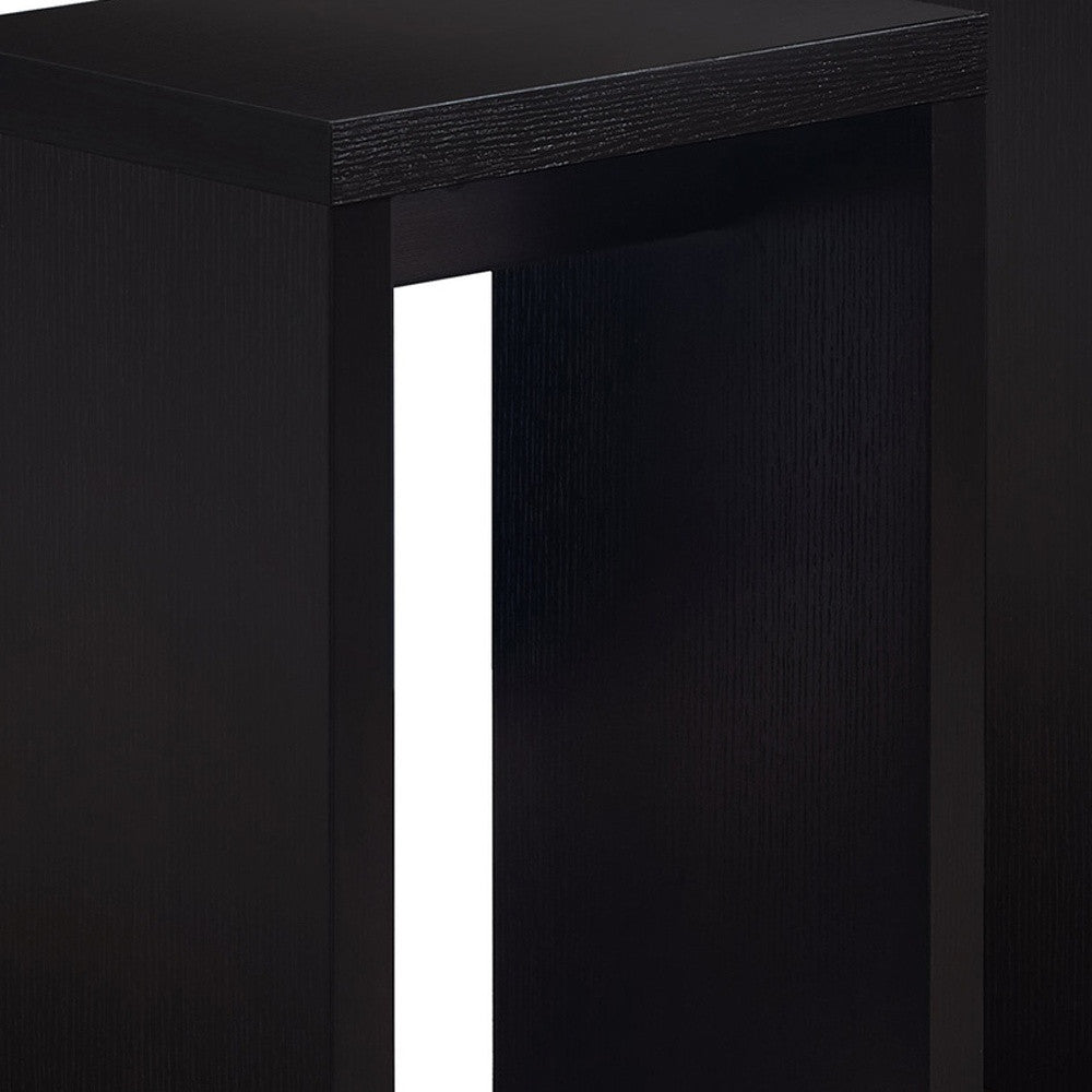 24" Dark Brown Wood And Metal End Table With Shelf-End-Side Tables-DECOROLALA