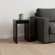 24" Dark Brown Wood And Metal End Table With Shelf-End-Side Tables-DECOROLALA