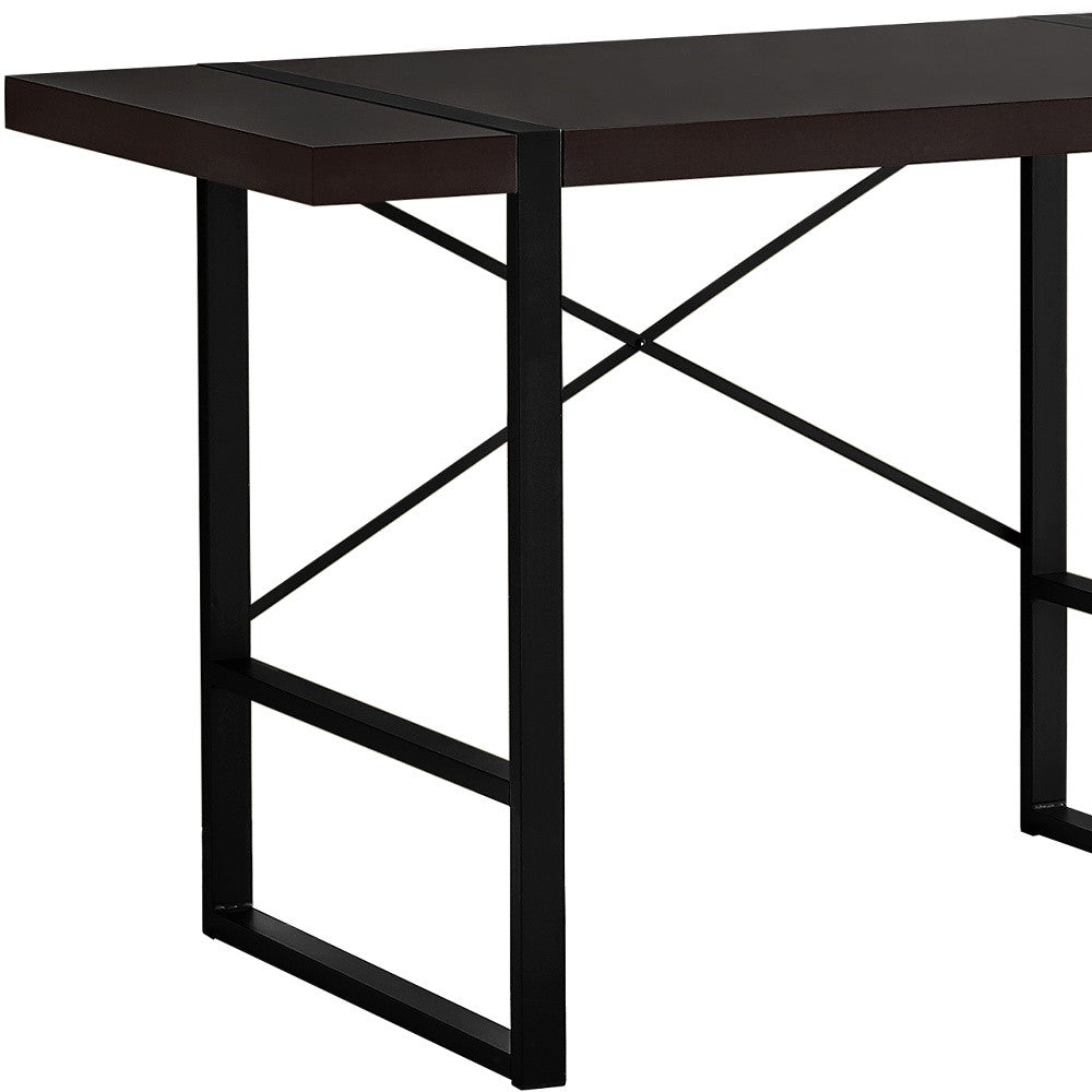 24" Dark Brown and Black Computer Desk-Desks-DECOROLALA